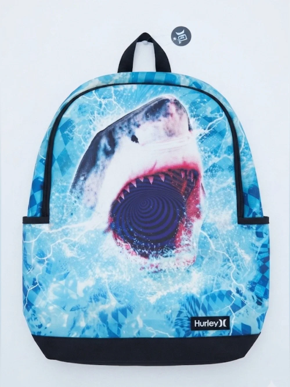 Hurley Shark Graphic Backpack Blue Water Waves School Bookbag Laptop Pocket New